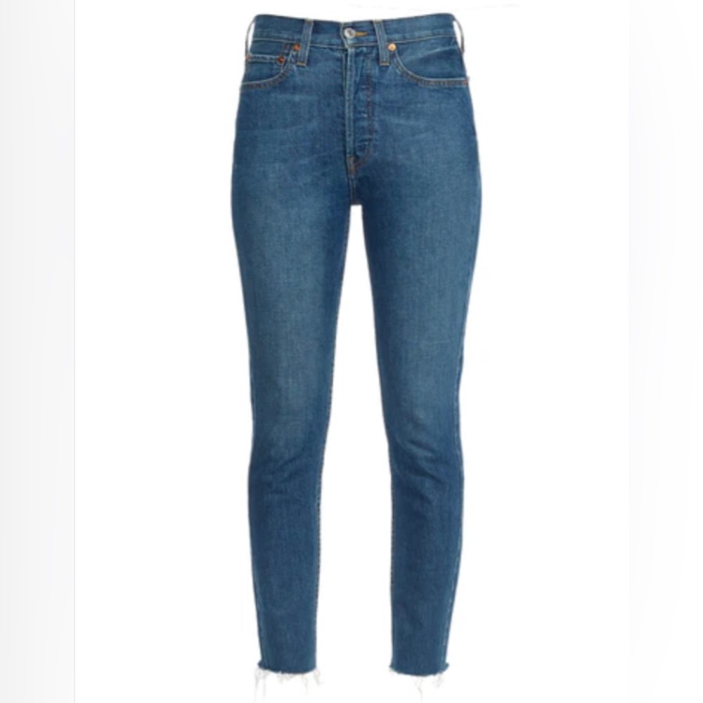 Re/Done blue high waisted skinny jeans